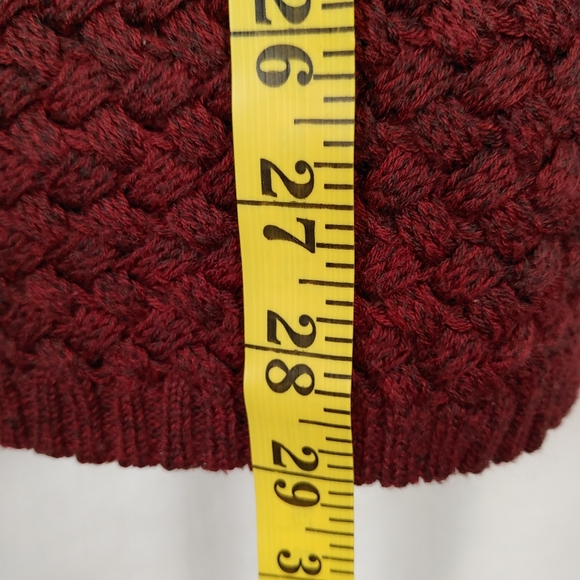 Athleta Cypress Wool Blend Basket Weave Long Sleeve Burgundy Sweater Size Small - Picture 12 of 13